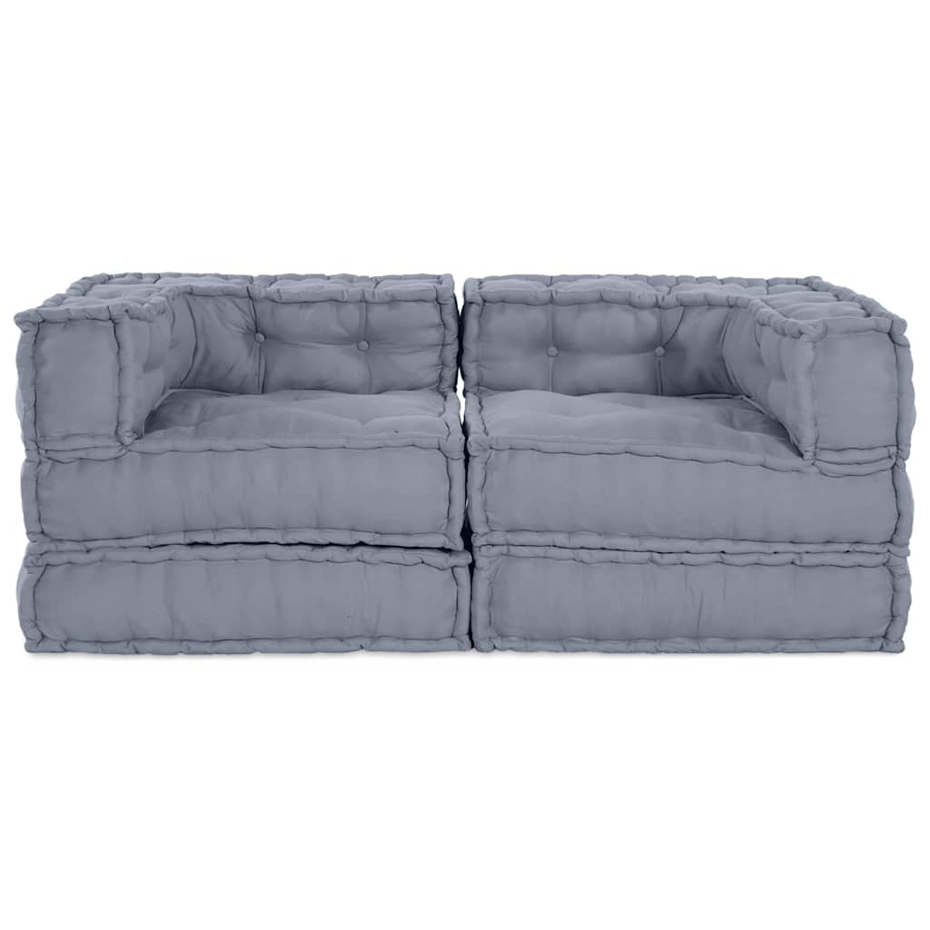 Modular Sofa 2 pcs Grey 70 x 70 x 56 cm Fabric