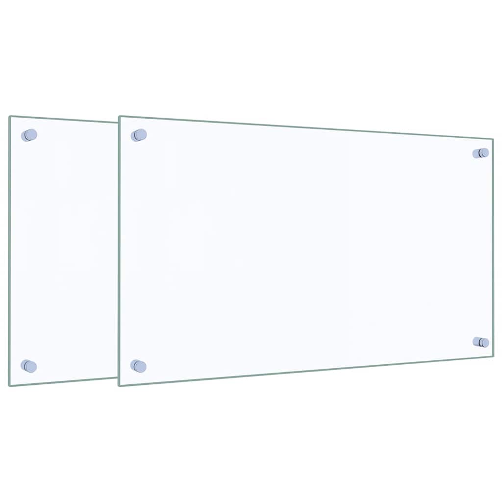 Kitchen Backsplashes 2 pcs Transparent 70x40 cm Tempered Glass