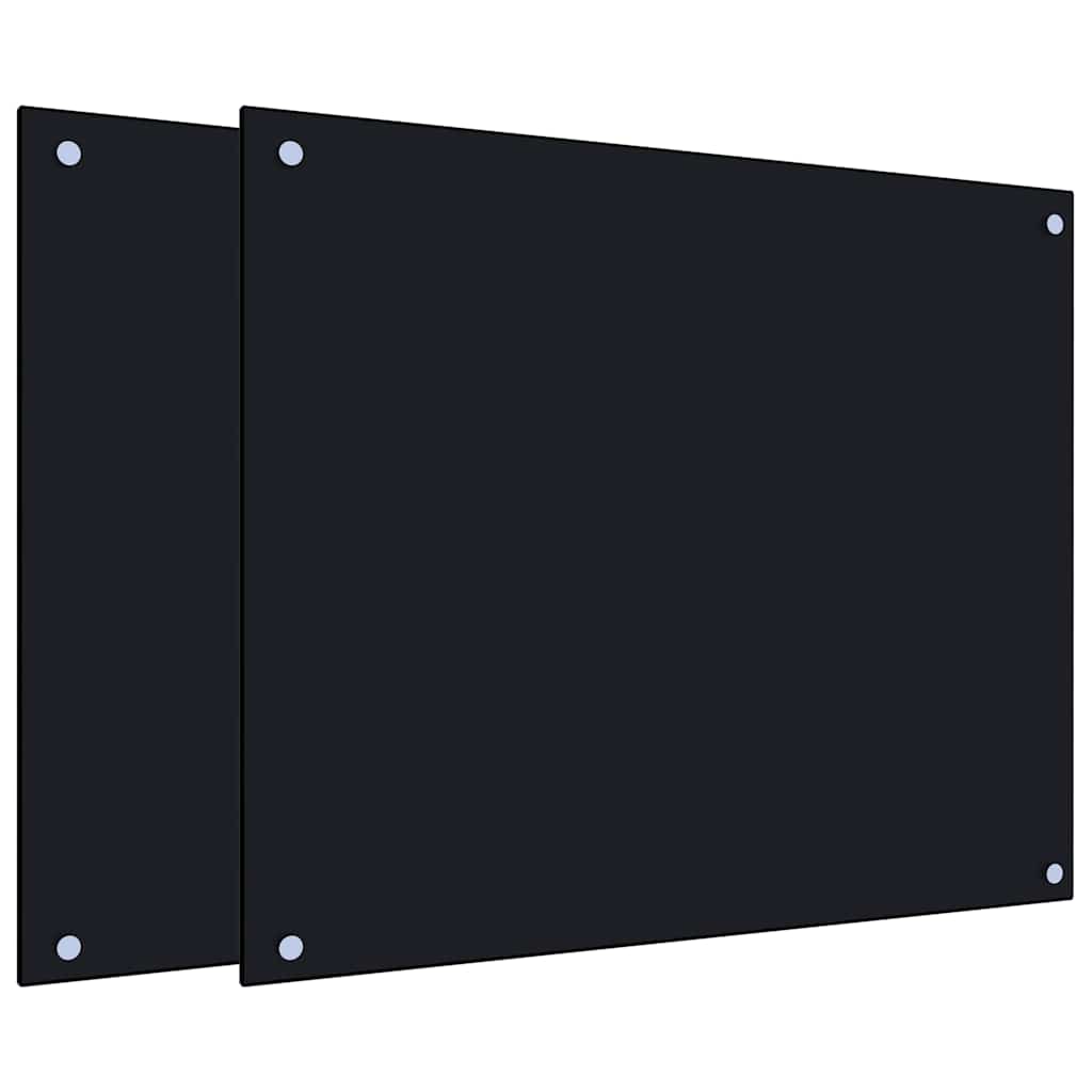 Kitchen Backsplashes 2 pcs Black 70x60 cm Tempered Glass