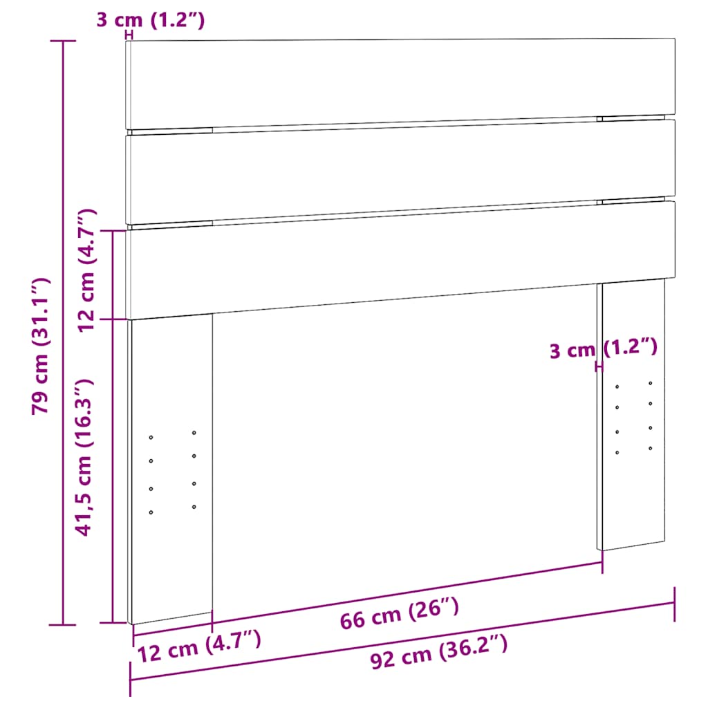 Headboard 90 cm Solid Wood Oak