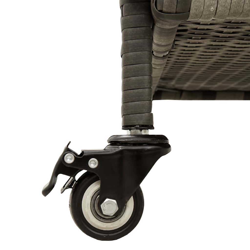 Garden Storage Box with Wheels Grey 110x55x73 cm Poly Rattan