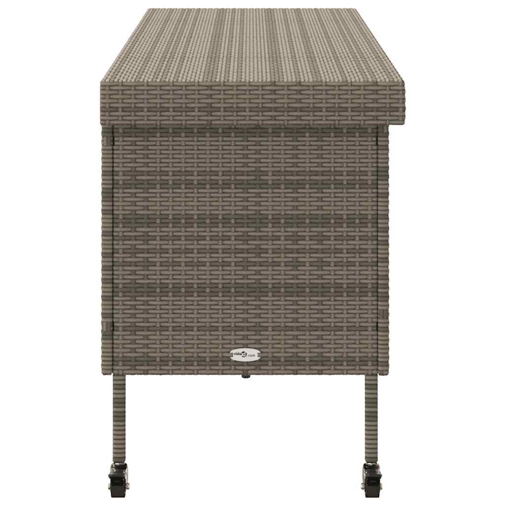 Garden Storage Box with Wheels Grey 160x55x75 cm Poly Rattan