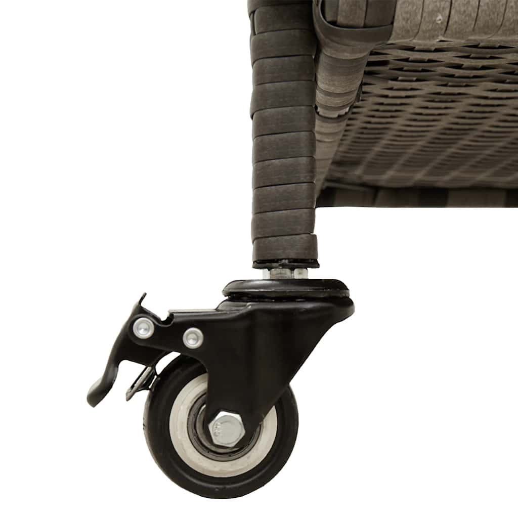 Garden Storage Box with Wheels Grey 160x55x75 cm Poly Rattan