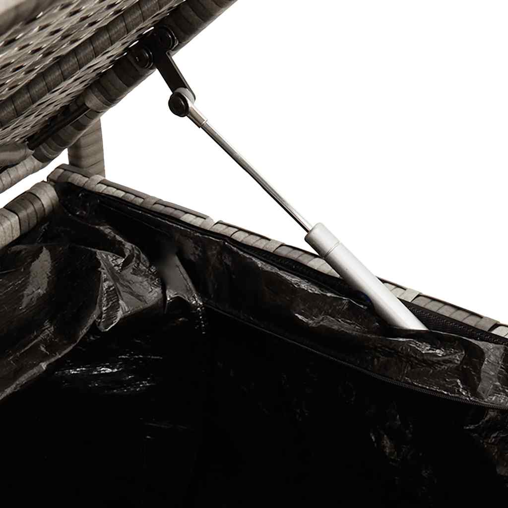 Garden Storage Bench with Cushion Grey Poly Rattan