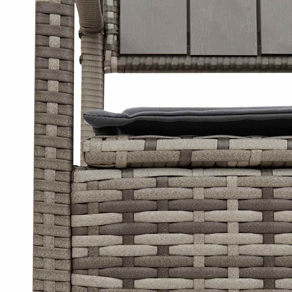 Garden Storage Bench with Cushion Grey Poly Rattan