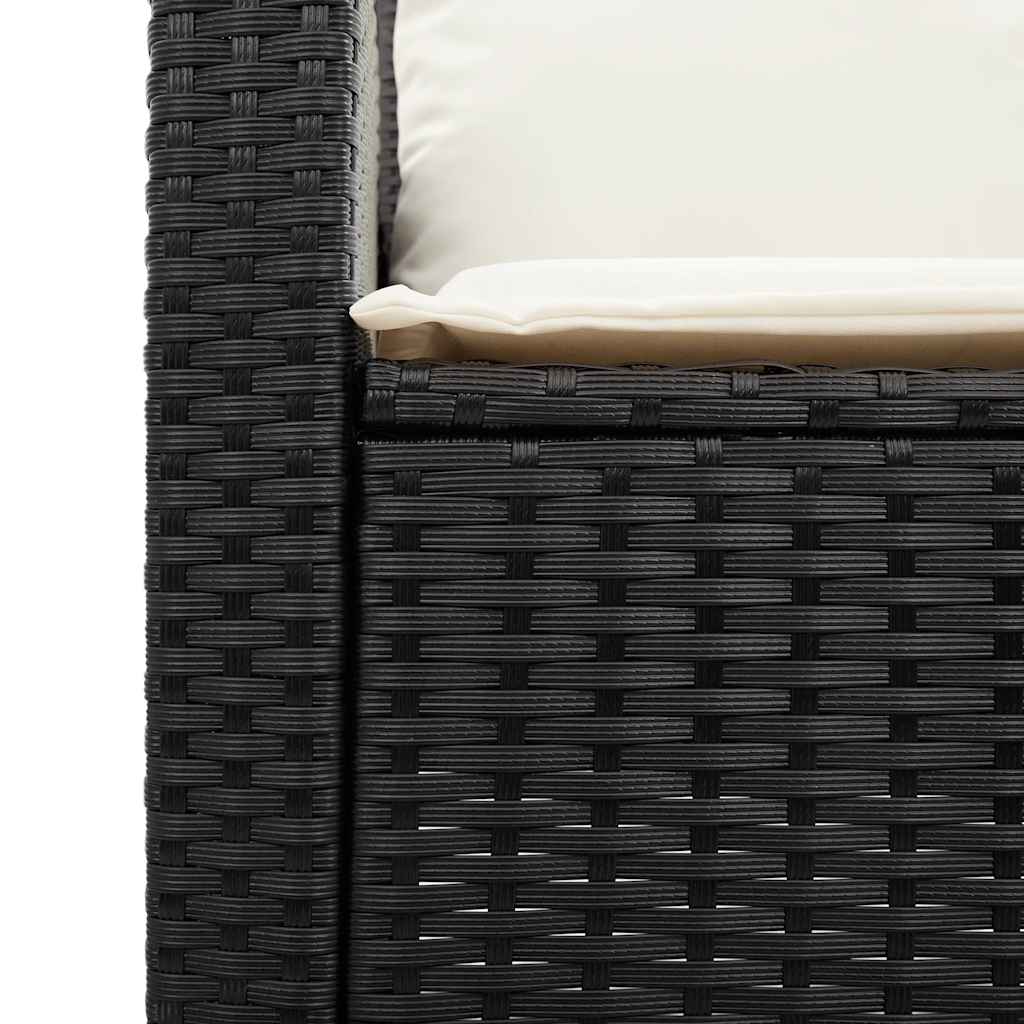 Garden Sofa 2-Seater with Cushions&Table Black Poly Rattan