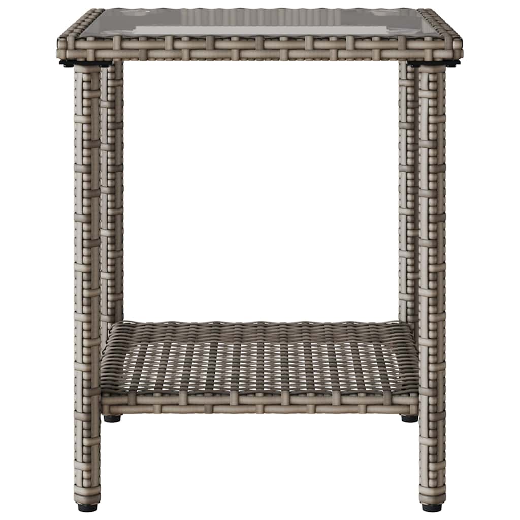 Garden Sofa with Table&Cushions L-shaped Grey Poly Rattan