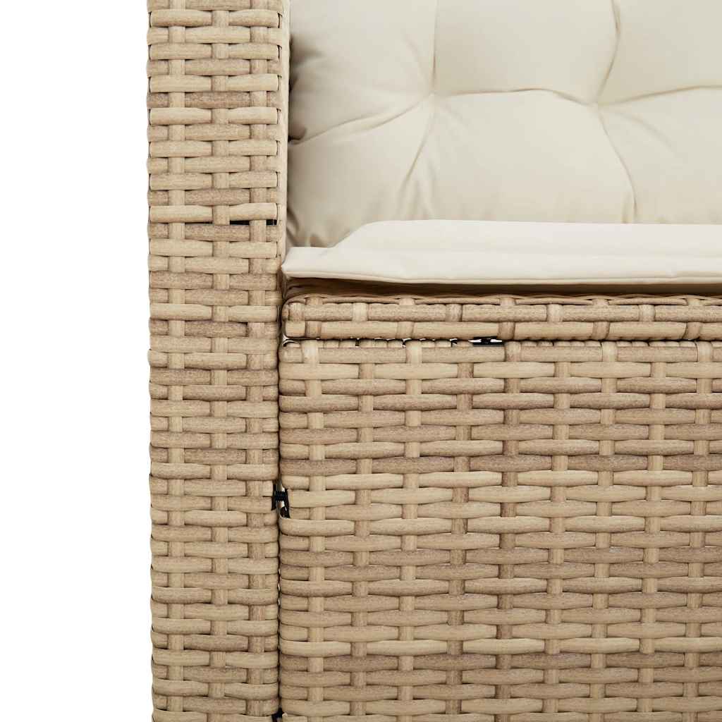Garden Sofa with Table&Cushions L-shaped Beige Poly Rattan