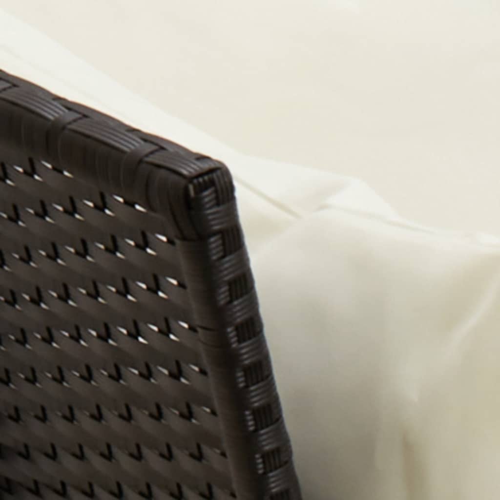 Garden Sofa with Cushions Black Poly Rattan