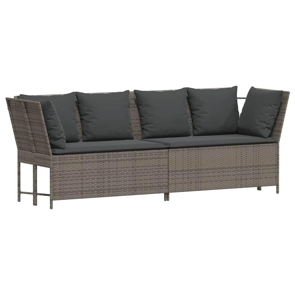 Garden Sofa with Cushions Grey Poly Rattan