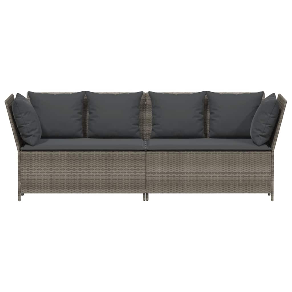 Garden Sofa with Cushions Grey Poly Rattan