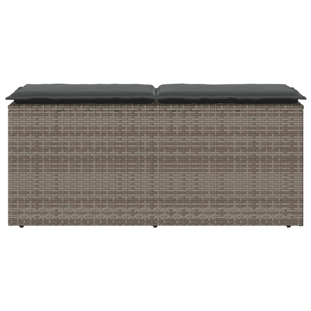 Garden Bench with Cushion Grey 110x40x44 cm Poly Rattan
