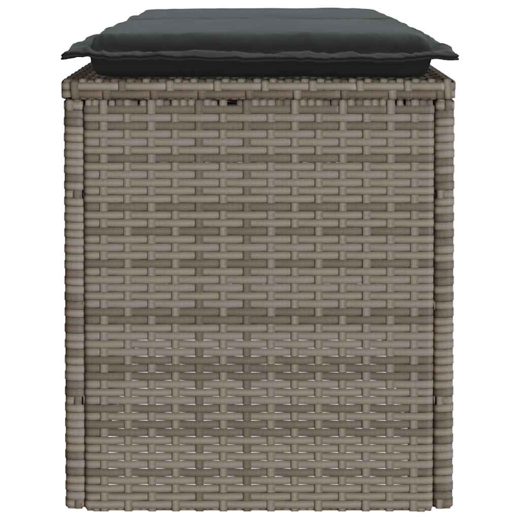 Garden Bench with Cushion Grey 110x40x44 cm Poly Rattan