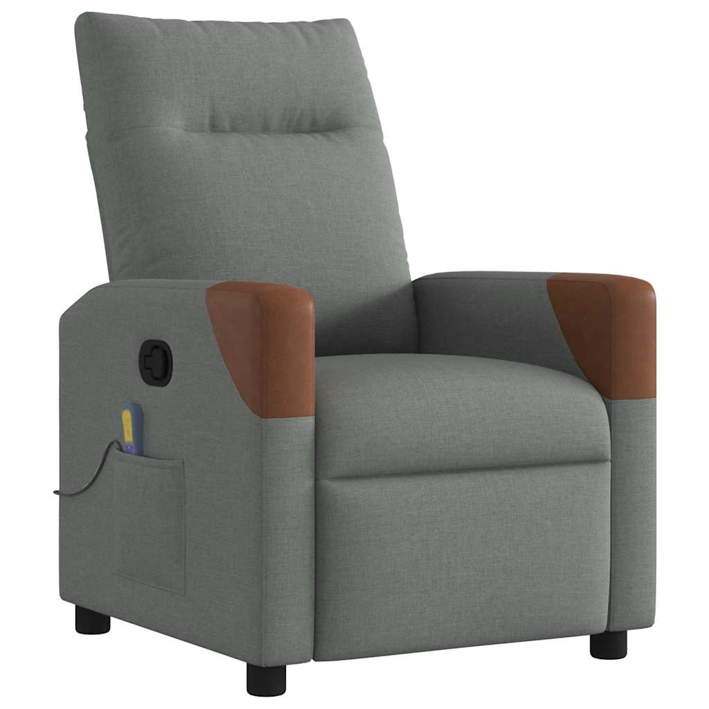 Massage Recliner Chair Dark Grey Fabric