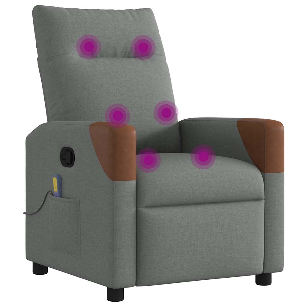 Massage Recliner Chair Dark Grey Fabric