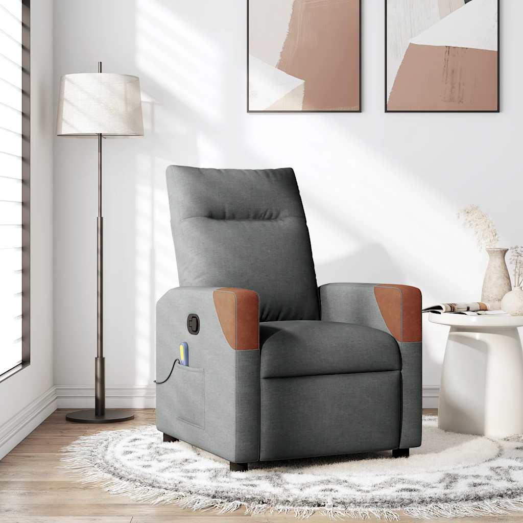 Massage Recliner Chair Dark Grey Fabric