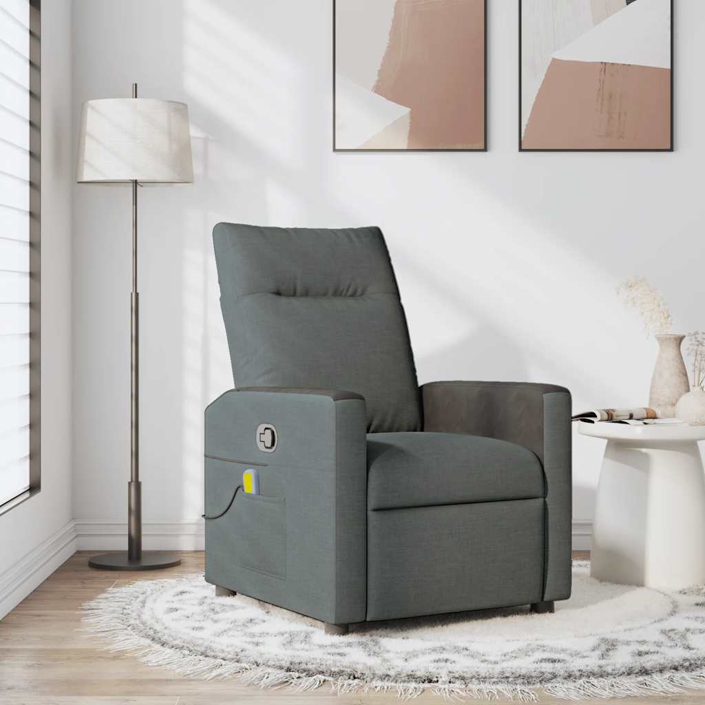 Massage Recliner Chair Dark Grey Fabric