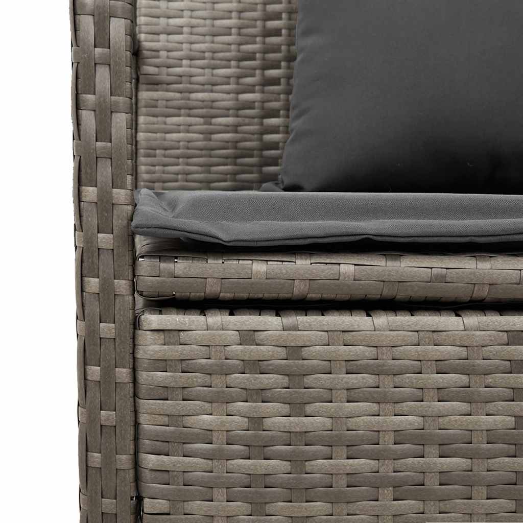 Garden Storage Bench with Cushion Grey Poly Rattan