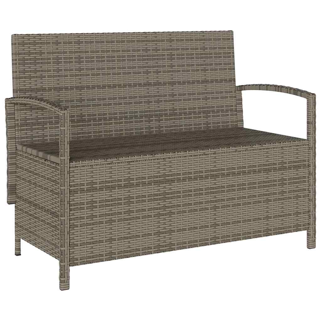 Garden Storage Bench with Cushion Grey Poly Rattan