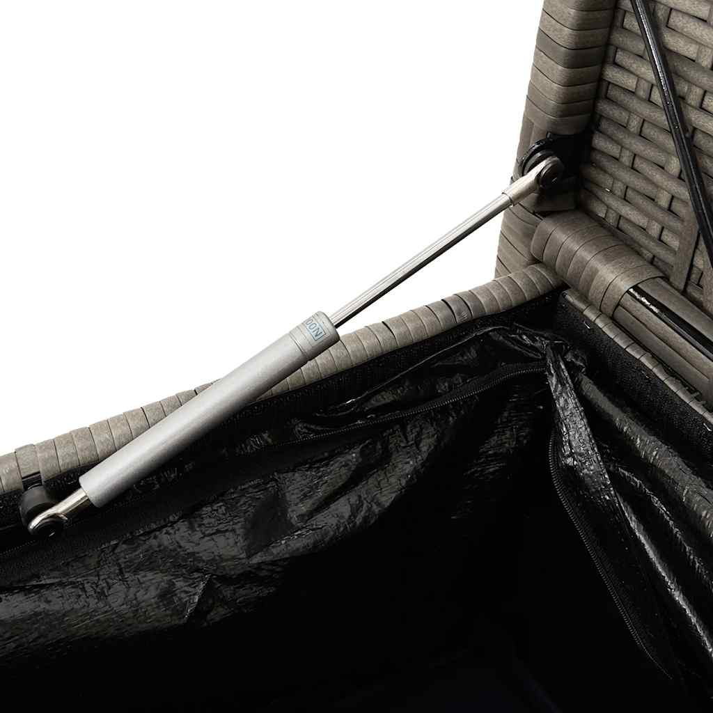 Garden Storage Bench with Cushion Grey Poly Rattan