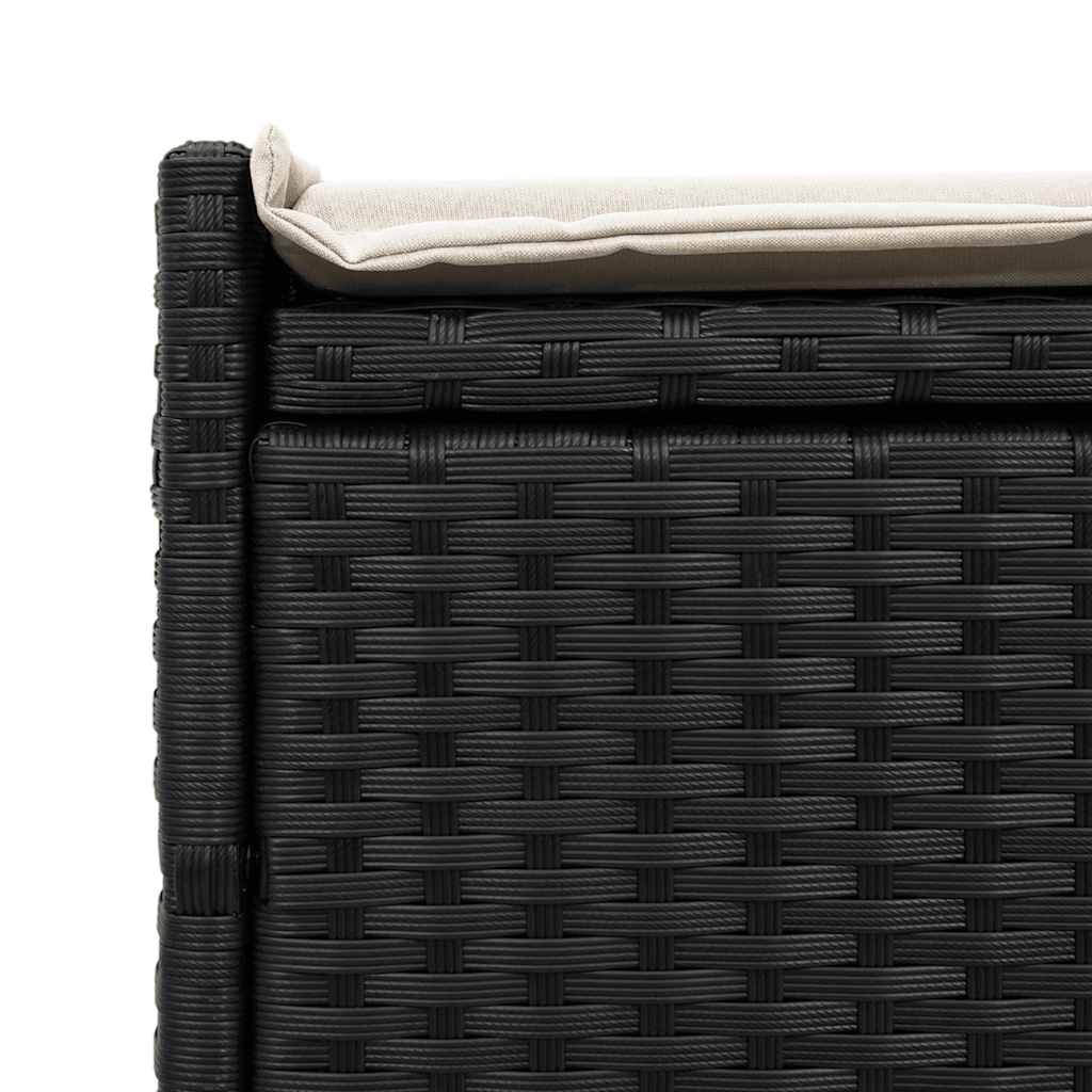 Outdoor Storage Bench with Cushion Black 100 cm Poly Rattan