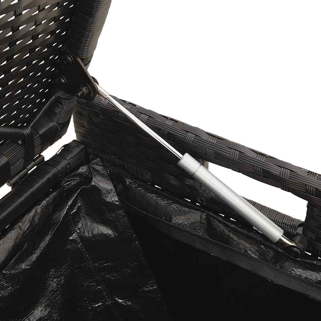 Outdoor Storage Bench with Cushion Black 100 cm Poly Rattan