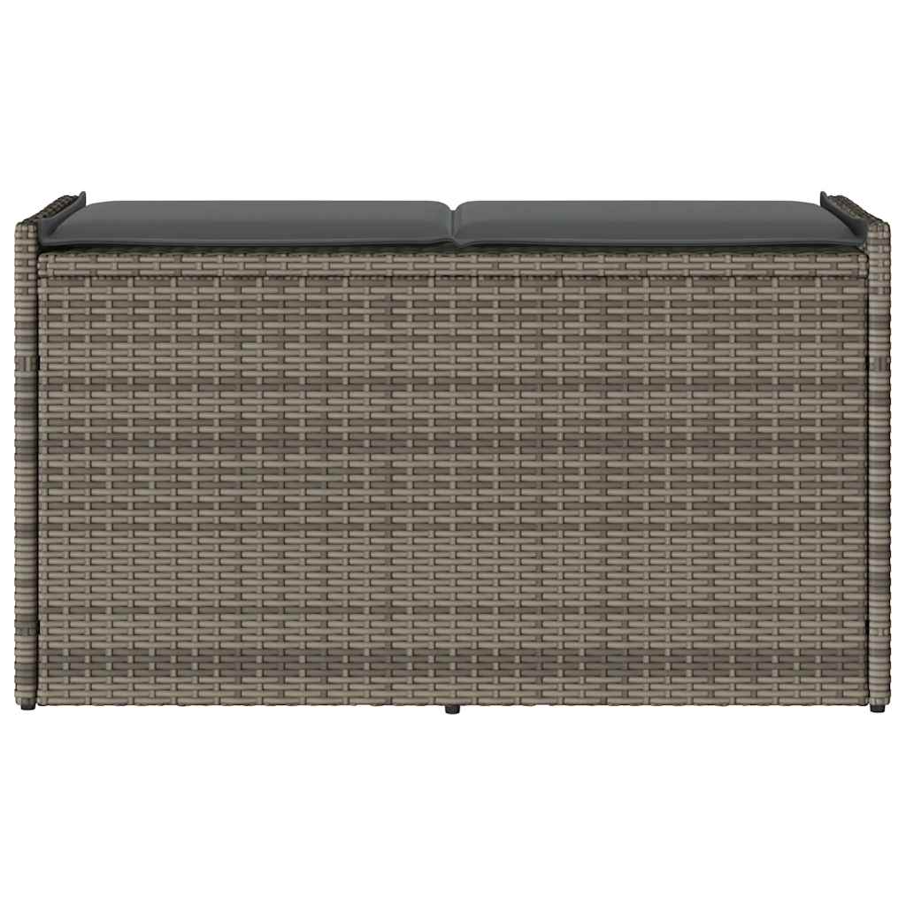 Outdoor Storage Bench with Cushion Grey 100 cm Poly Rattan
