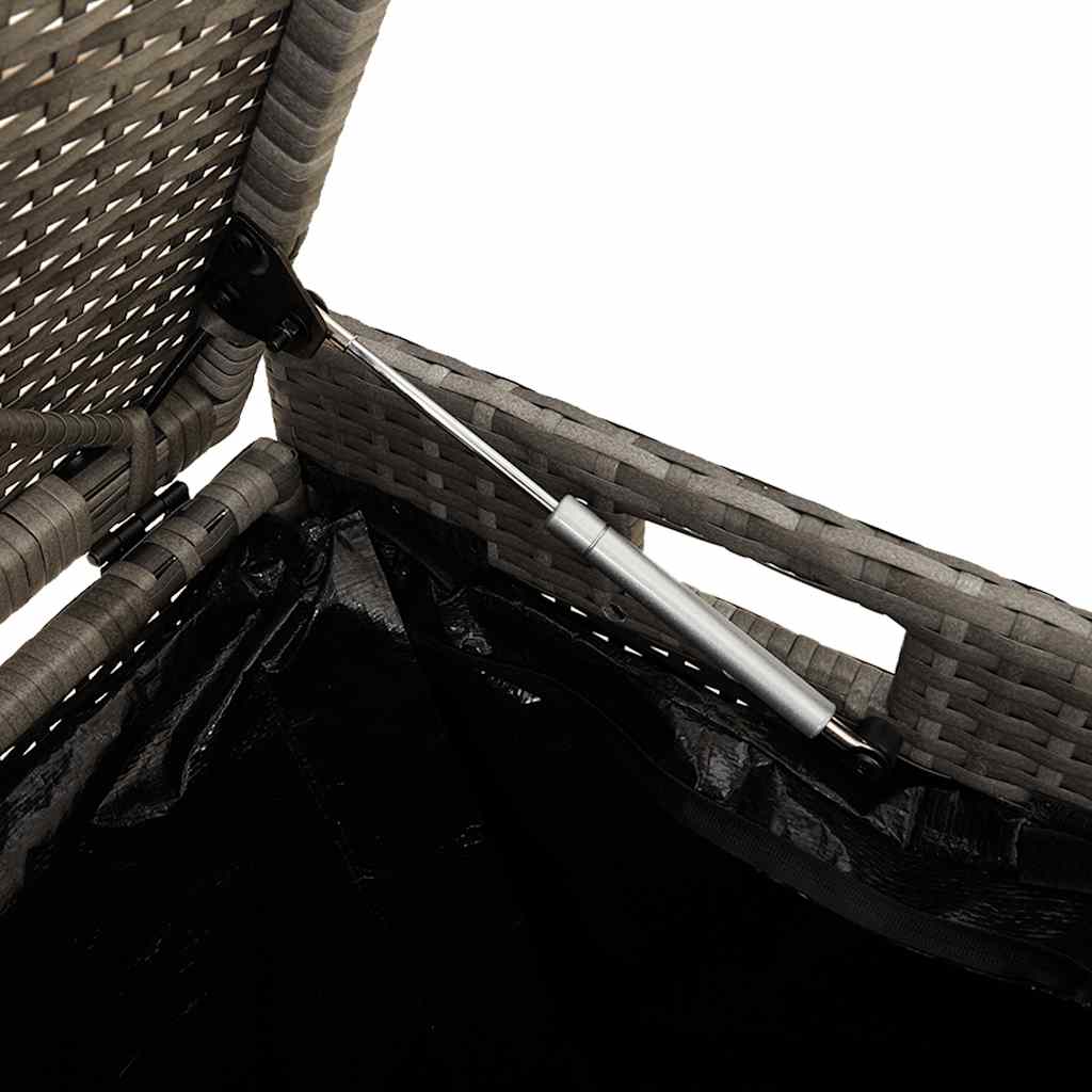 Outdoor Storage Bench with Cushion Grey 100 cm Poly Rattan