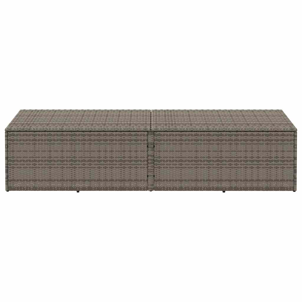 Garden Storage Box Grey 220x50x58 cm Poly Rattan