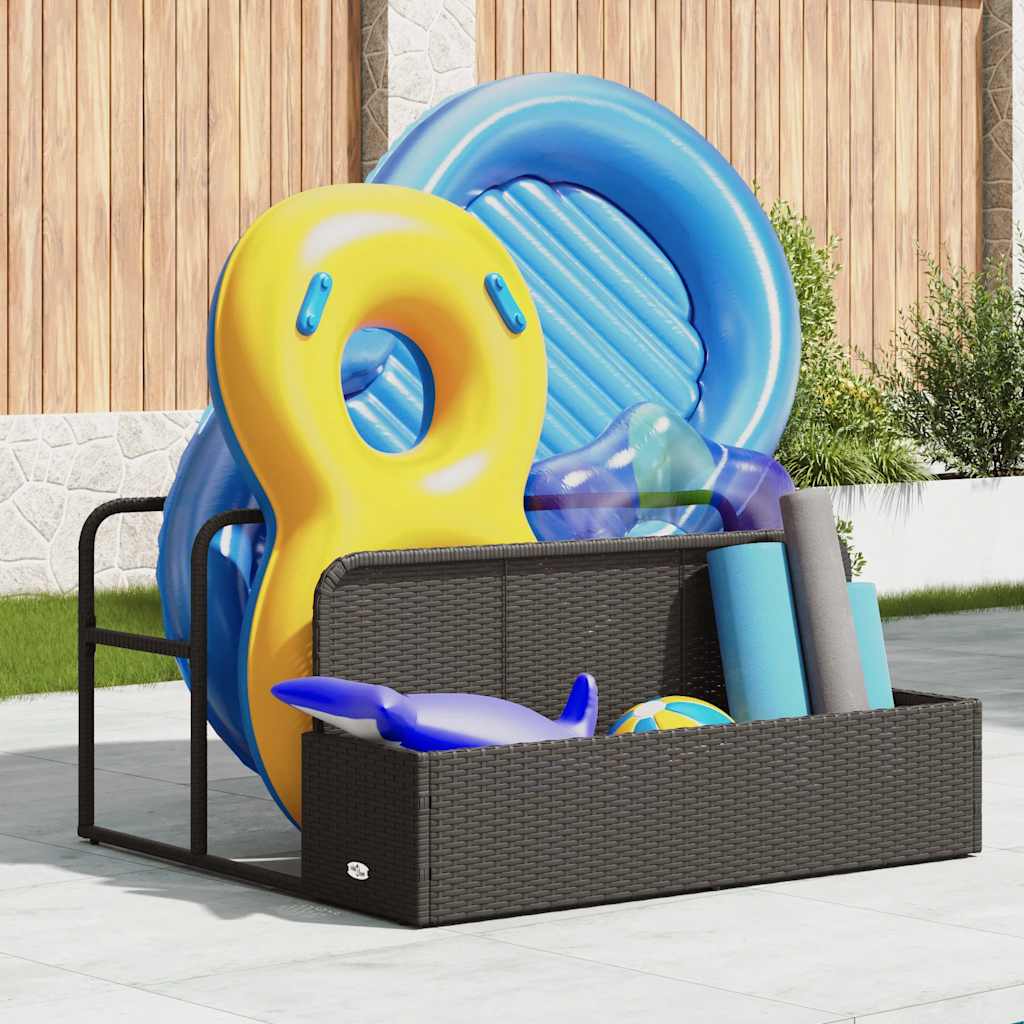 Poolside Float Storage Black 110x100x57 cm Poly Rattan