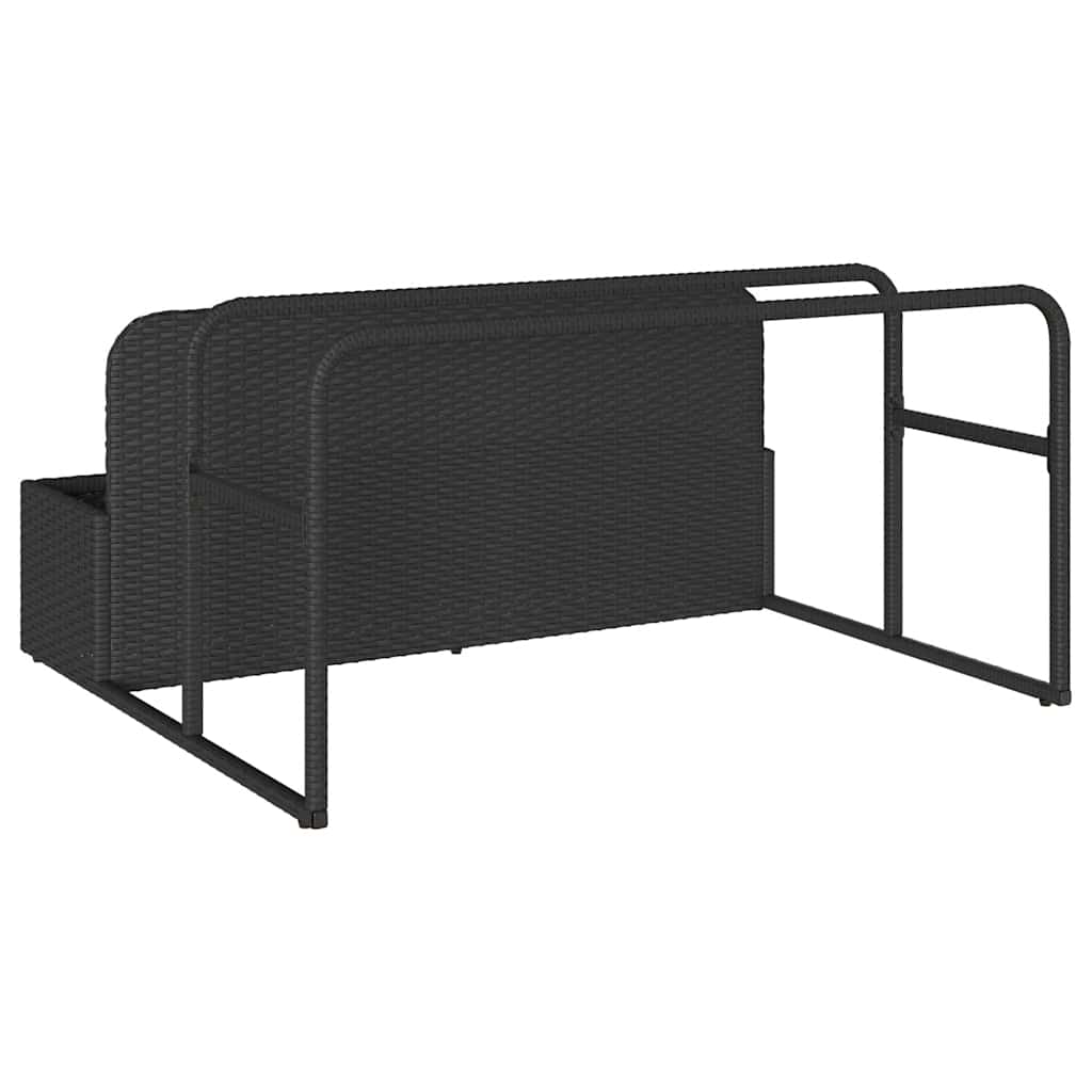 Poolside Float Storage Black 110x100x57 cm Poly Rattan