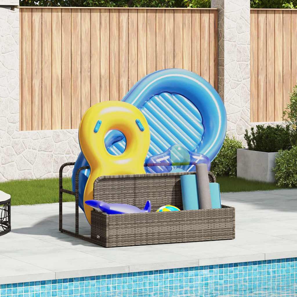 Poolside Float Storage Grey 110x100x57 cm Poly Rattan