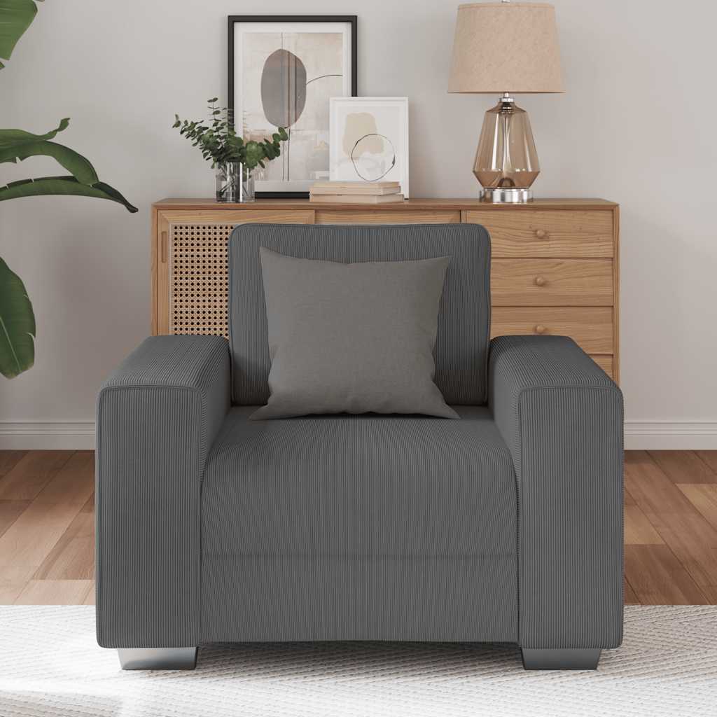 Sofa Chair Dark Grey 60 cm Corduroy Fabric