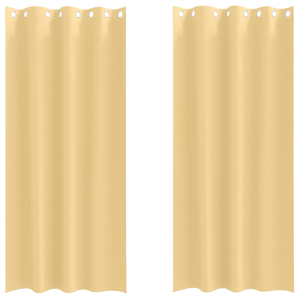 Blackout Curtains with Rings 2 pcs Beige 245 x 140 cm Polyester
