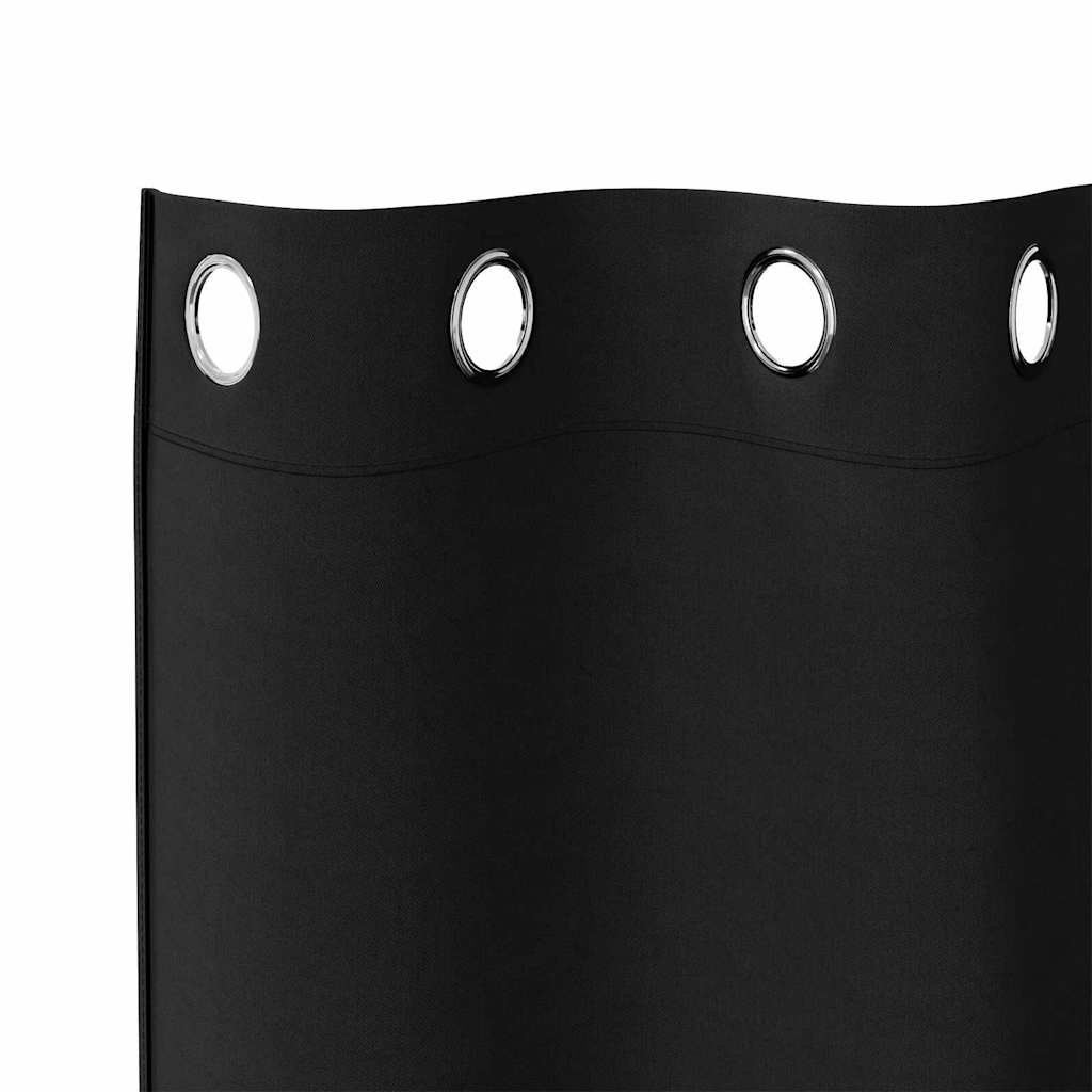 Blackout Curtains with Rings 2 pcs Black 245 x 140 cm Polyester