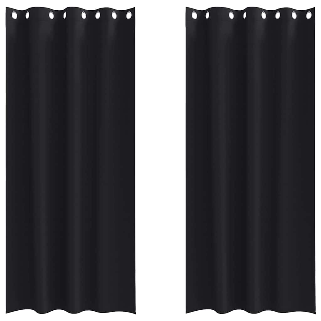Blackout Curtains with Rings 2 pcs Black 245 x 140 cm Polyester