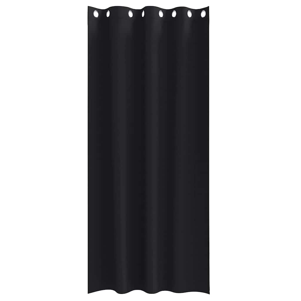 Blackout Curtains with Rings 2 pcs Black 245 x 140 cm Polyester