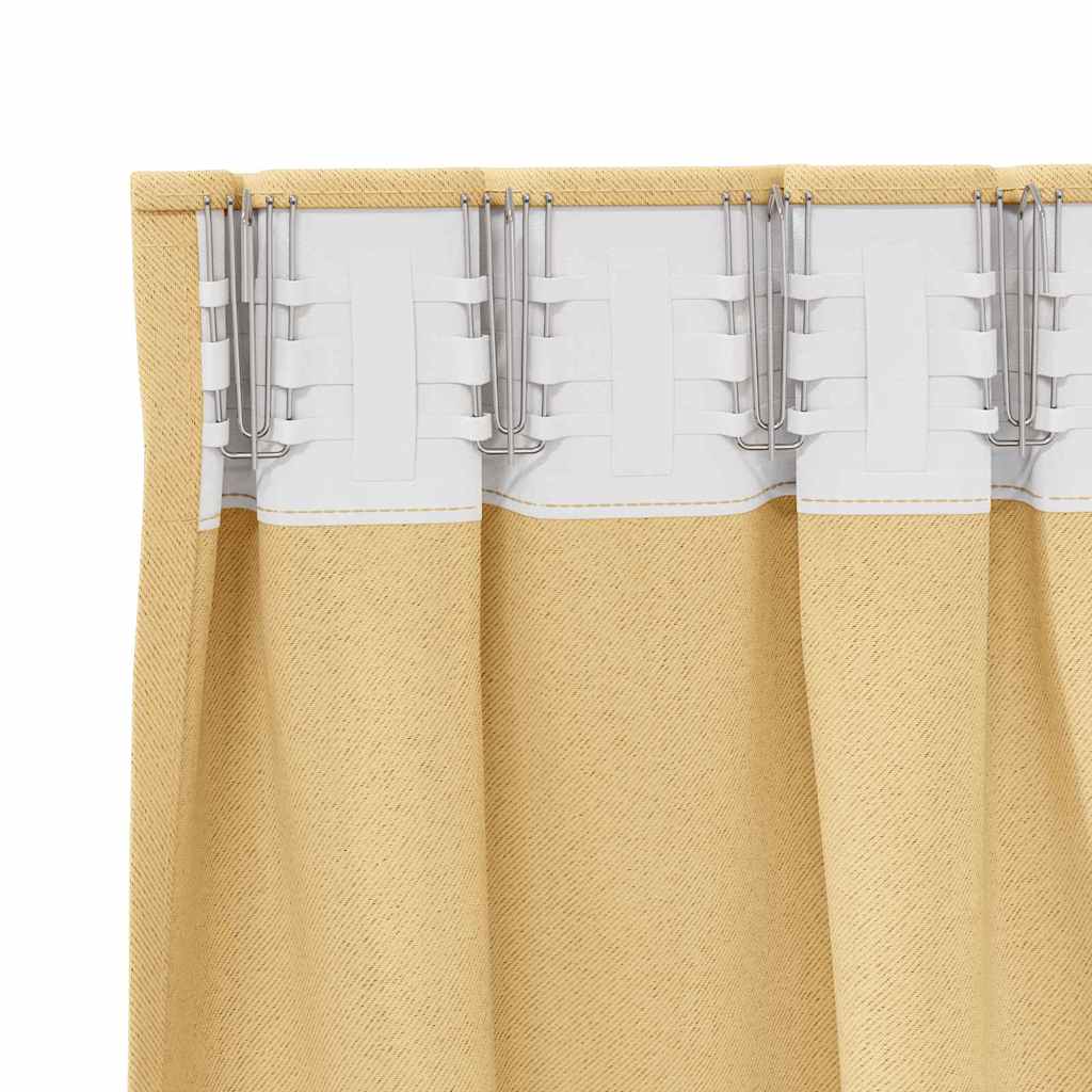 Blackout Curtains with Rings 2 pcs Beige 245 x 140 cm Polyester