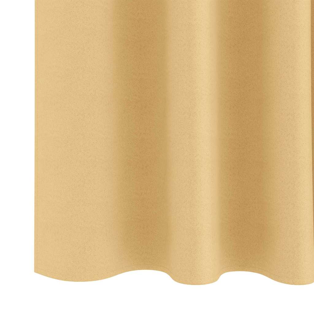 Blackout Curtains with Rings 2 pcs Beige 245 x 140 cm Polyester