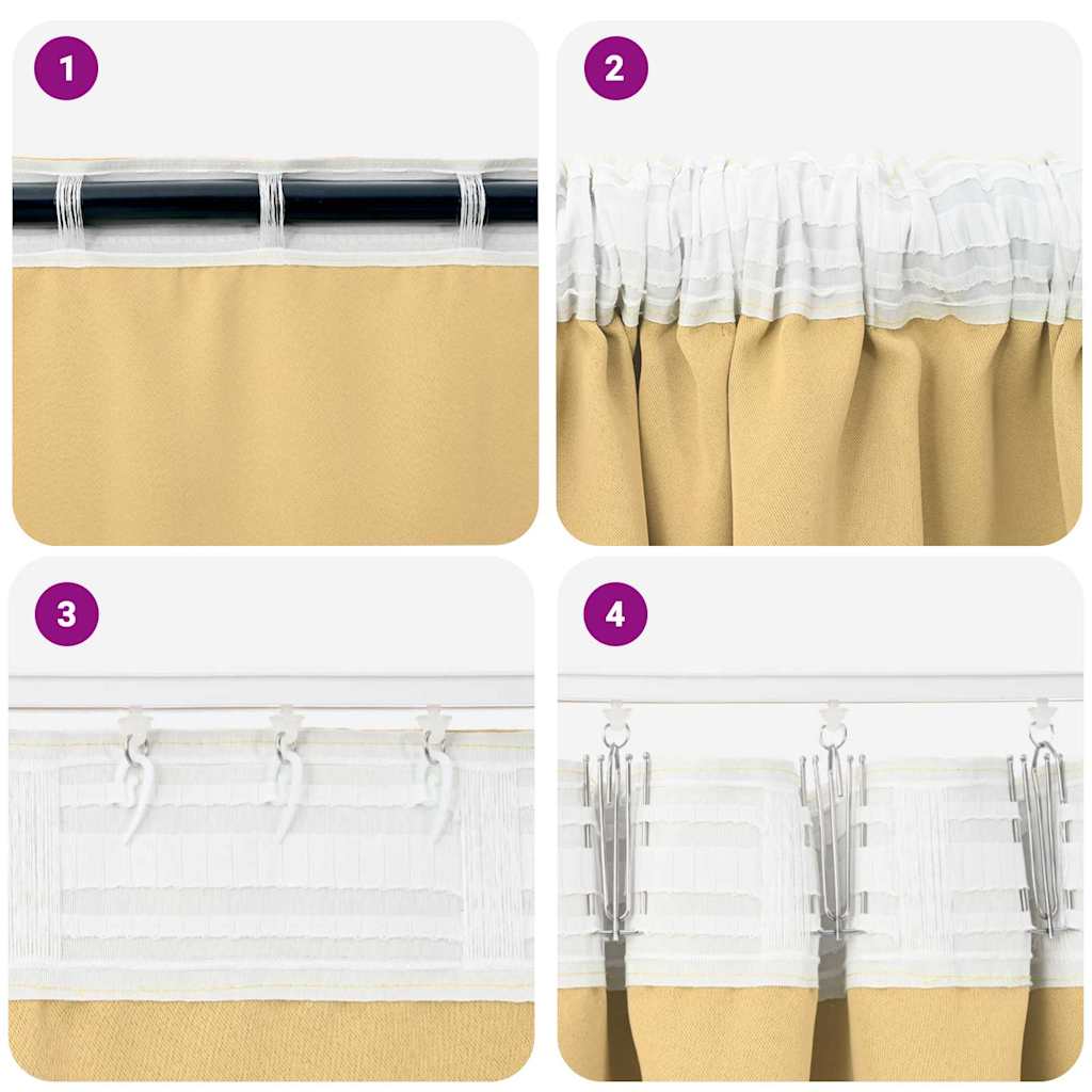Blackout Curtains with Rings 2 pcs Beige 245 x 140 cm Polyester