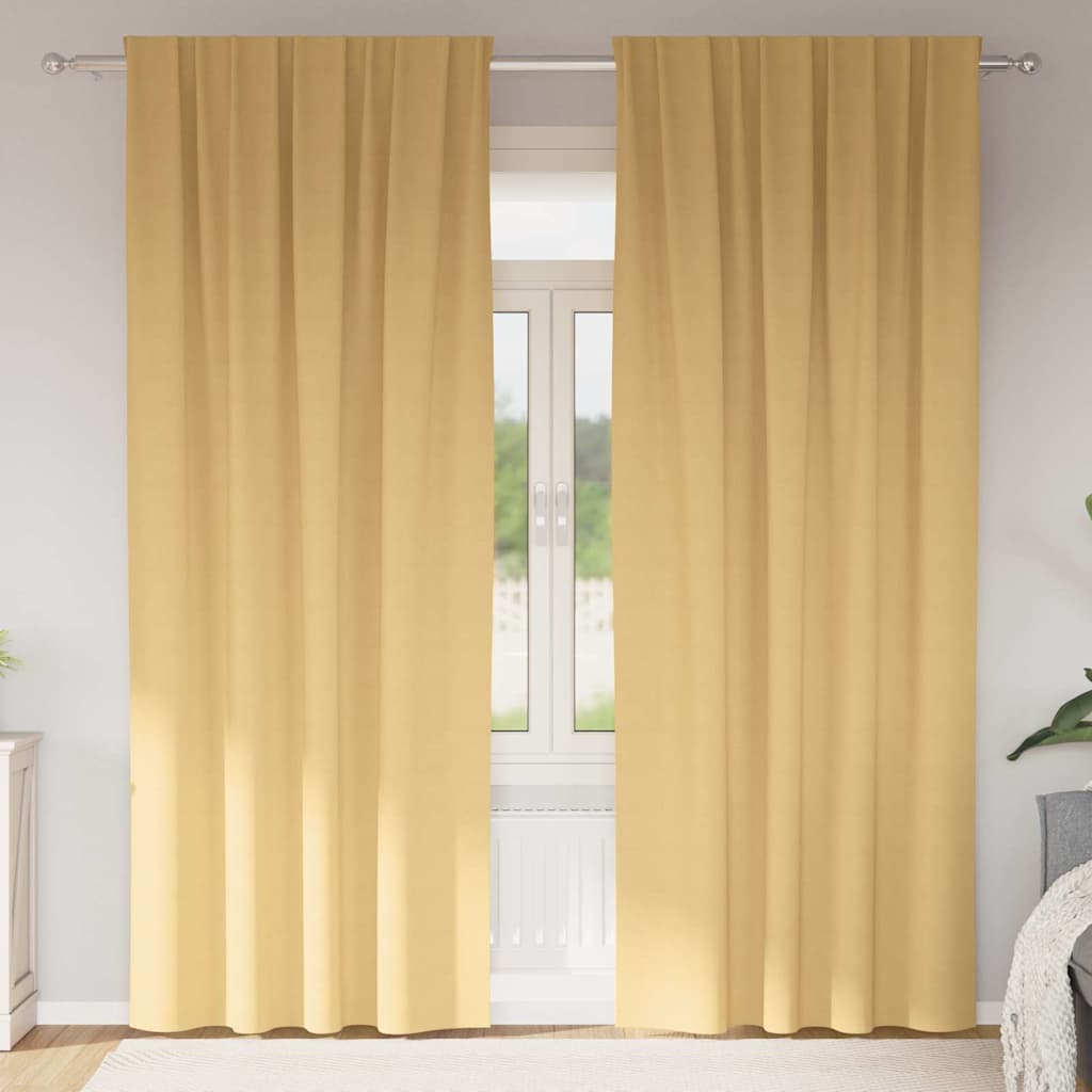 Blackout Curtains with Rings 2 pcs Beige 245 x 140 cm Polyester