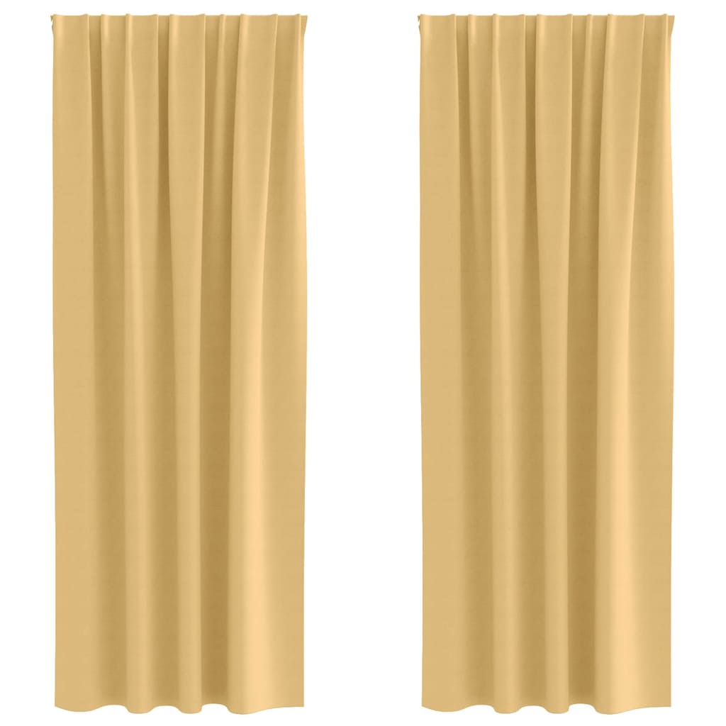 Blackout Curtains with Rings 2 pcs Beige 245 x 140 cm Polyester