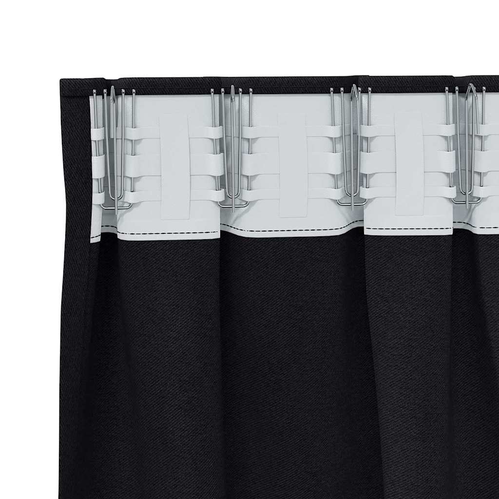 Blackout Curtains with Rings 2 pcs Black 245 x 140 cm Polyester