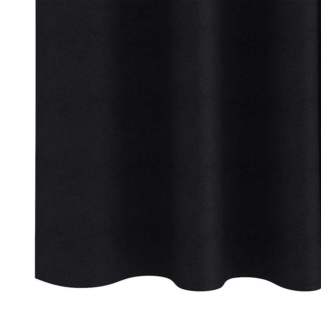 Blackout Curtains with Rings 2 pcs Black 245 x 140 cm Polyester