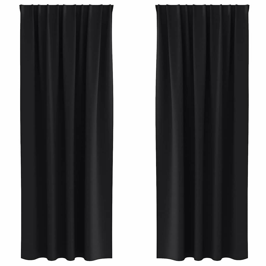 Blackout Curtains with Rings 2 pcs Black 245 x 140 cm Polyester