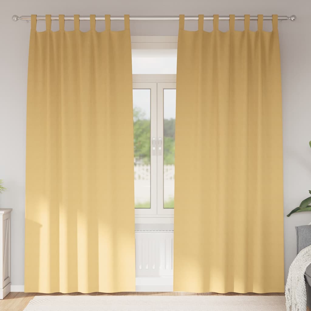Blackout Curtains with Rings 2 pcs Beige 245 x 140 cm Polyester