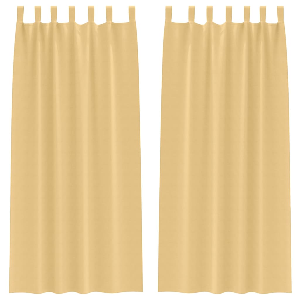 Blackout Curtains with Rings 2 pcs Beige 245 x 140 cm Polyester