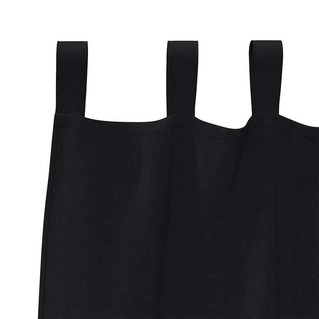 Blackout Curtains with Rings 2 pcs Black 245 x 140 cm Polyester