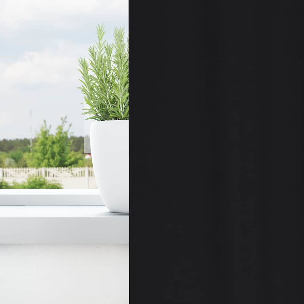 Blackout Curtains with Rings 2 pcs Black 245 x 140 cm Polyester