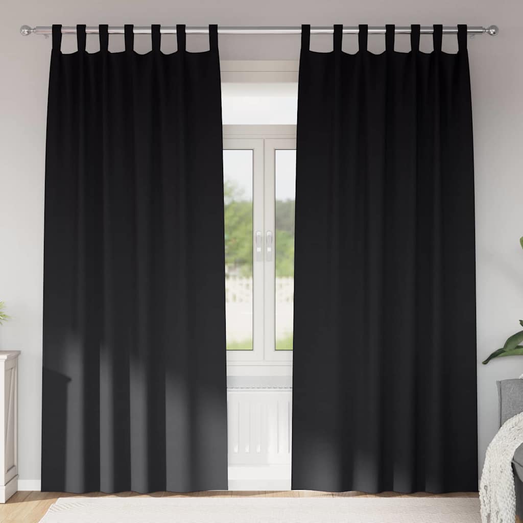 Blackout Curtains with Rings 2 pcs Black 245 x 140 cm Polyester